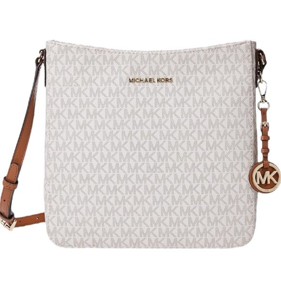 Michael Kors Large Logo Messenger White with Matching ID Holder New - Picture 1 of 10